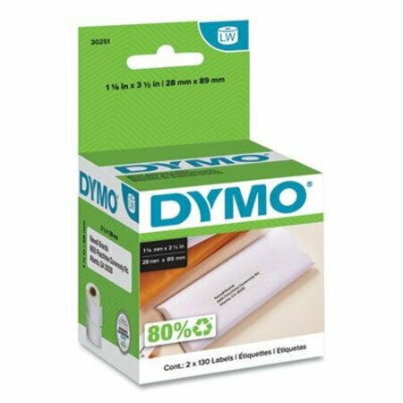 DYMO ADDRESS LBLS WHITE 1-1/8X3-1/2 2ROL 30251